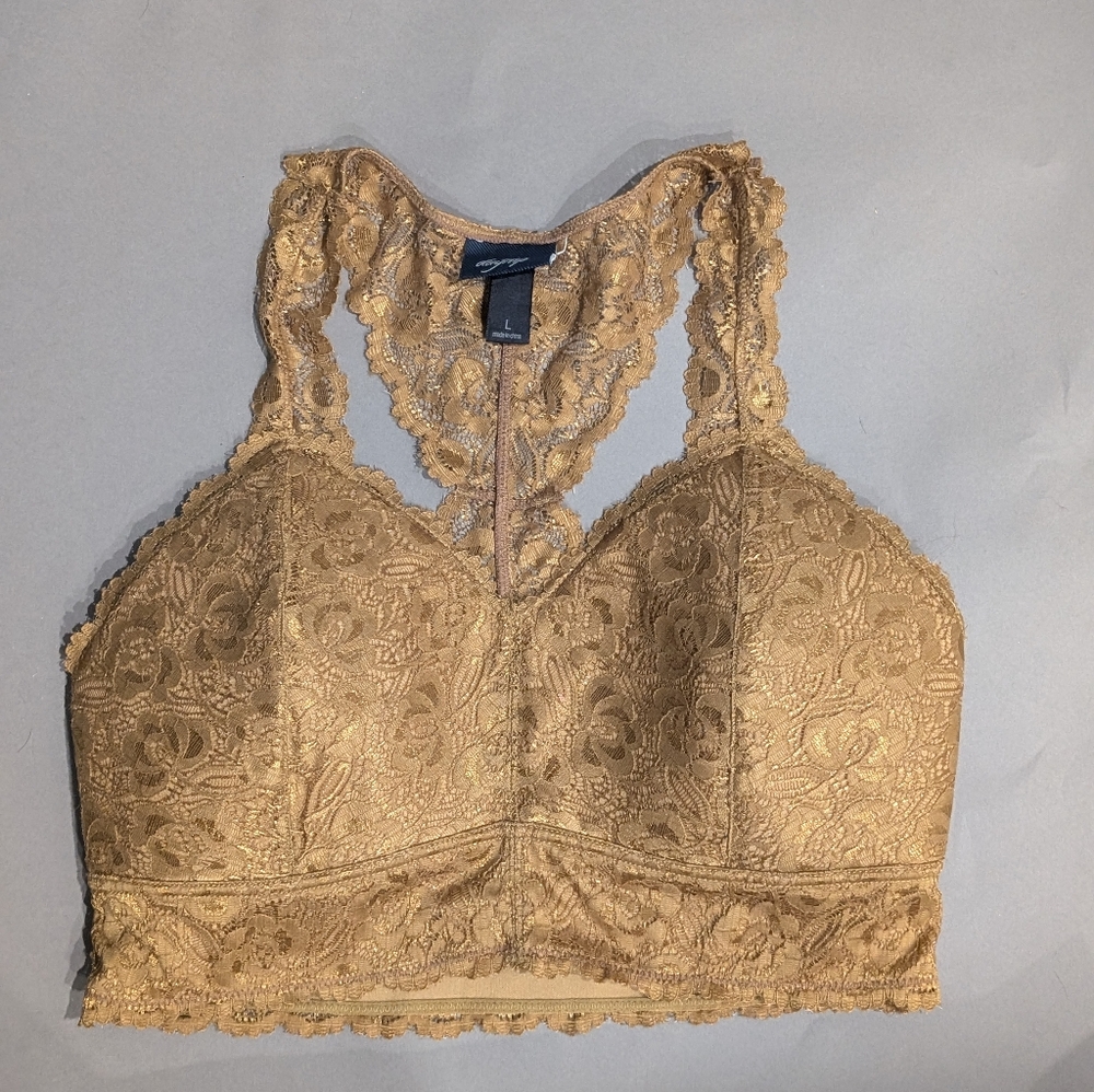 Daytrip Gold Lace Bralette Size Large